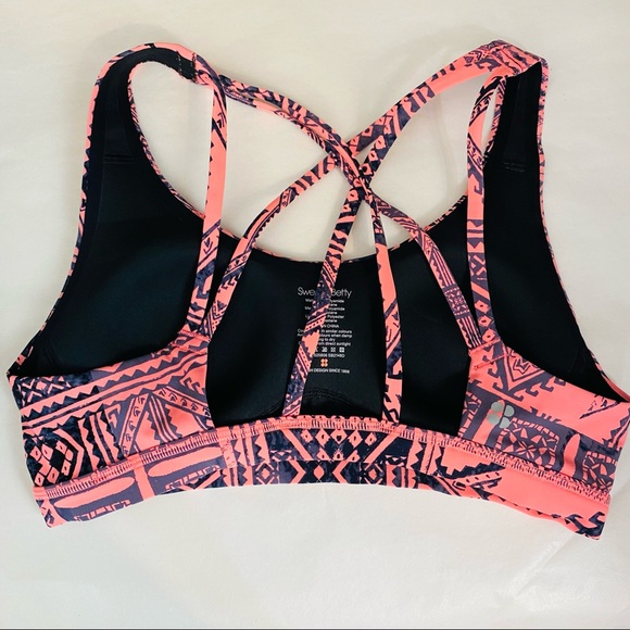SWEATY BETTY Pink Grey Sports Bra Crisscross Small - Picture 4 of 7